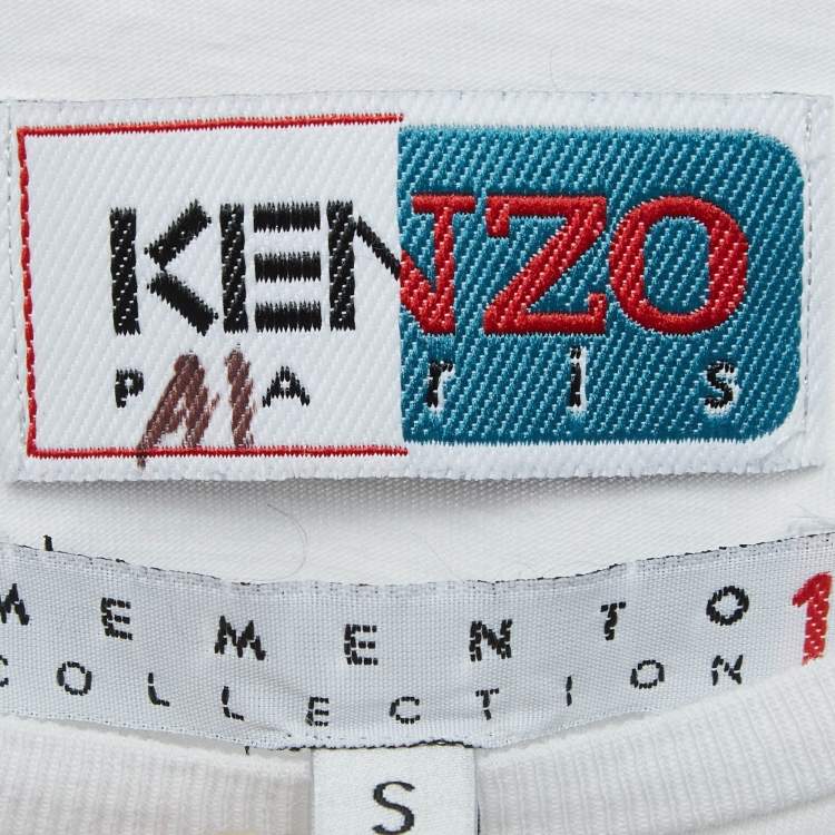Pre Owned Kenzo White Animal Printed Cotton Knit T-Shirt S