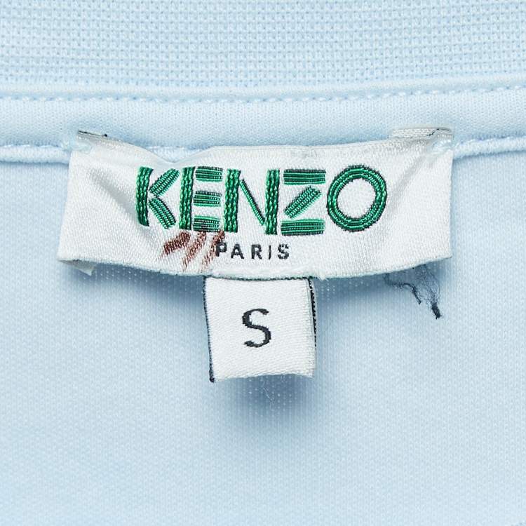 Pre Owned Kenzo Blue Printed Cotton Knit Tshirt S