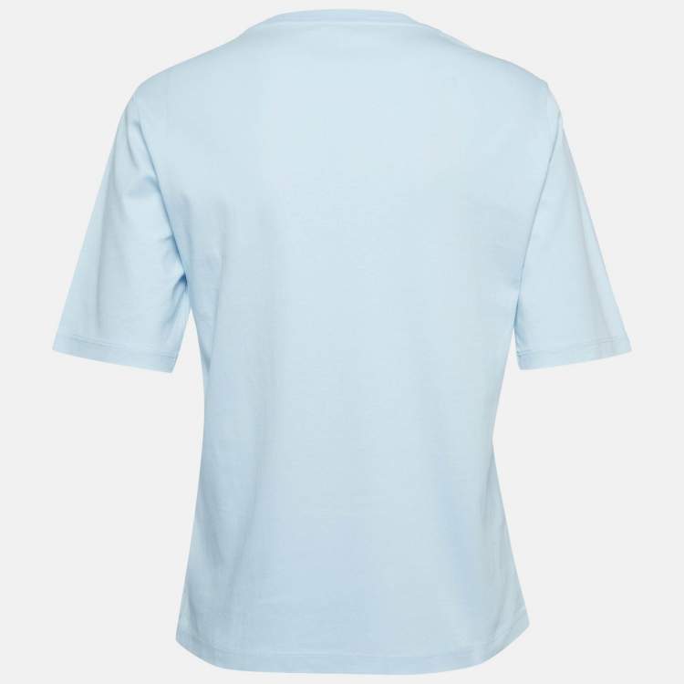 Pre Owned Kenzo Blue Printed Cotton Knit Tshirt S