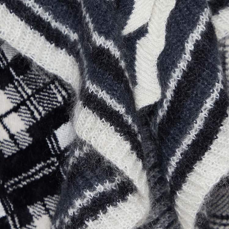 مملوكة مسبقًا Kenzo Black/White Patterned Knit Buttoned Front Sweater L
