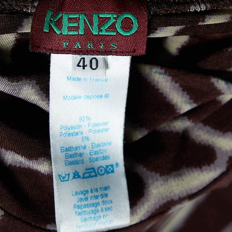 Pre Owned Kenzo Brown Printed Jersey Full Sleeves Top M
