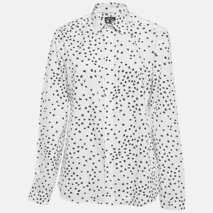 Kenzo White All Over Print Cotton Shirt L Kenzo TLC