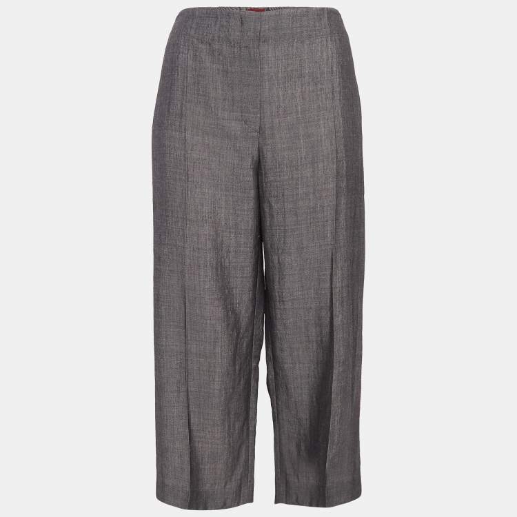 Pre Owned Kenzo Grey Wool Blend Culottes Trousers L