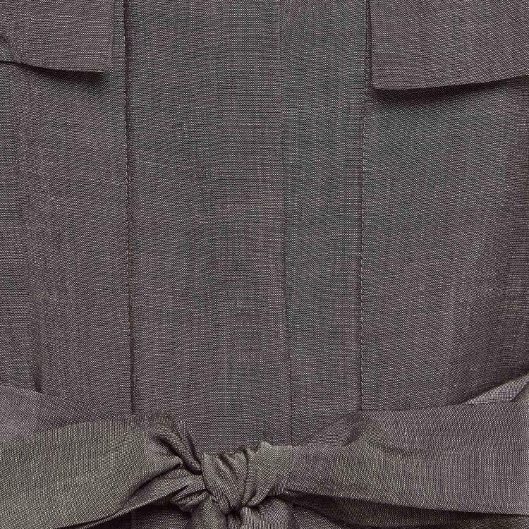 Pre Owned Kenzo Grey Wool Blend Belted Mid-Length Coat M