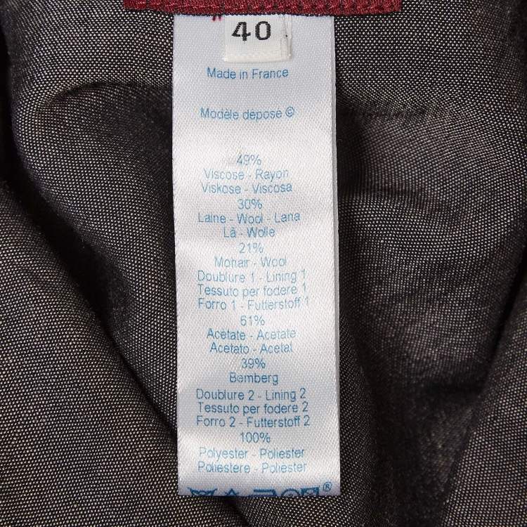 Pre Owned Kenzo Grey Wool Blend Belted Mid-Length Coat M