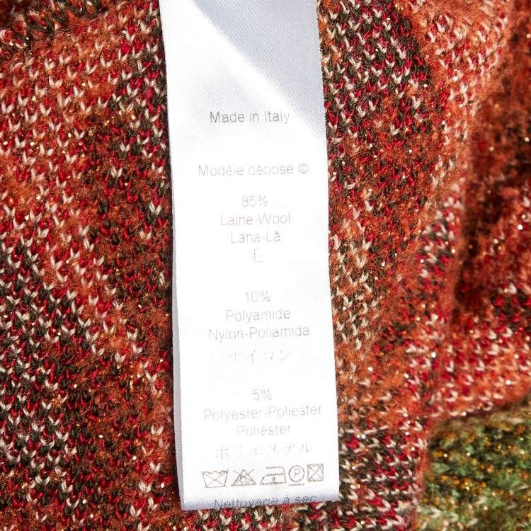 Pre Owned Kenzo Green Patterned Lurex Knit Cardigan (One Size)