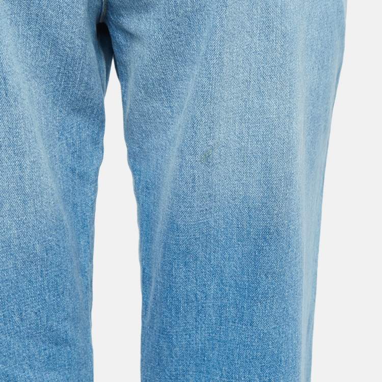 Pre Owned Kenzo Blue Applique Detail Denim Boyfriend Jeans M Waist 32"