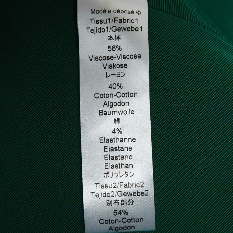 Pre Owned Kenzo Green Cotton Blend Patterned Neck Top S