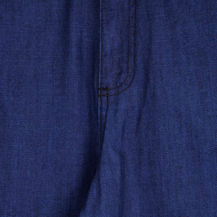 Pre Owned Kenzo Indigo Denim Paneled Bottom Detail Tapered Baggy Jeans L