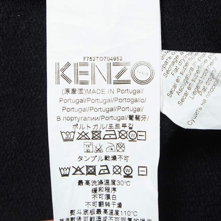 مملوكة مسبقًا Kenzo Black Logo Print Cotton Knit V-Neck Sweatshirt S