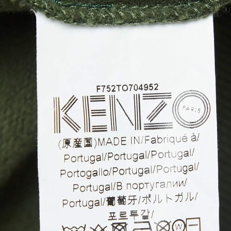 Pre Owned Kenzo Green Cotton Knit Printed Sweatshirt S