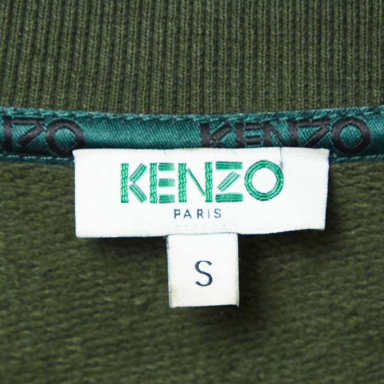 Pre Owned Kenzo Green Cotton Knit Printed Sweatshirt S