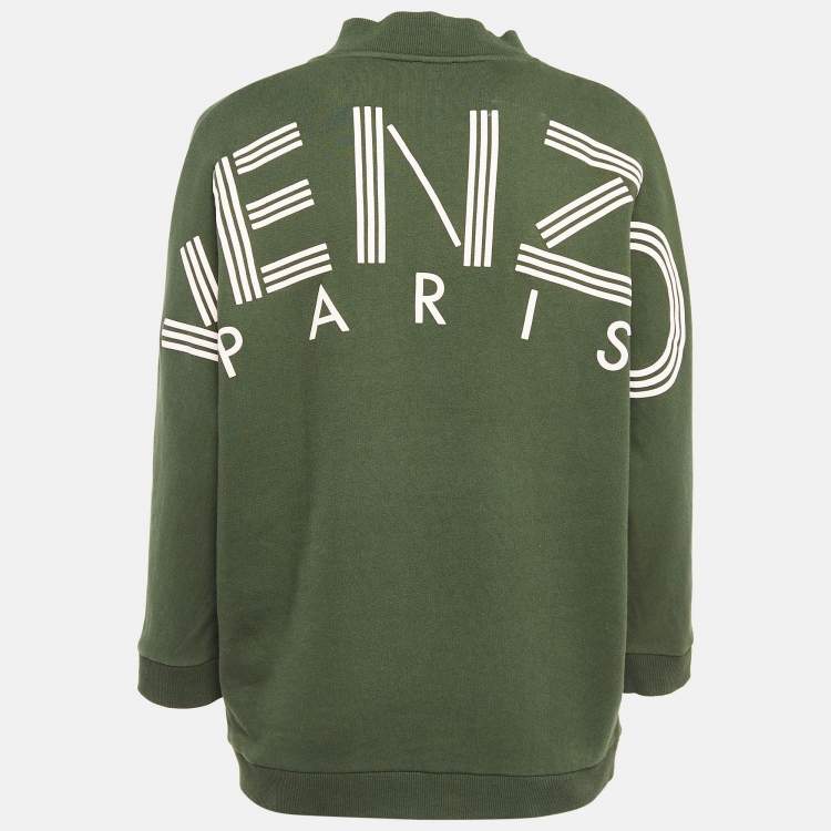 Pre Owned Kenzo Green Cotton Knit Printed Sweatshirt S