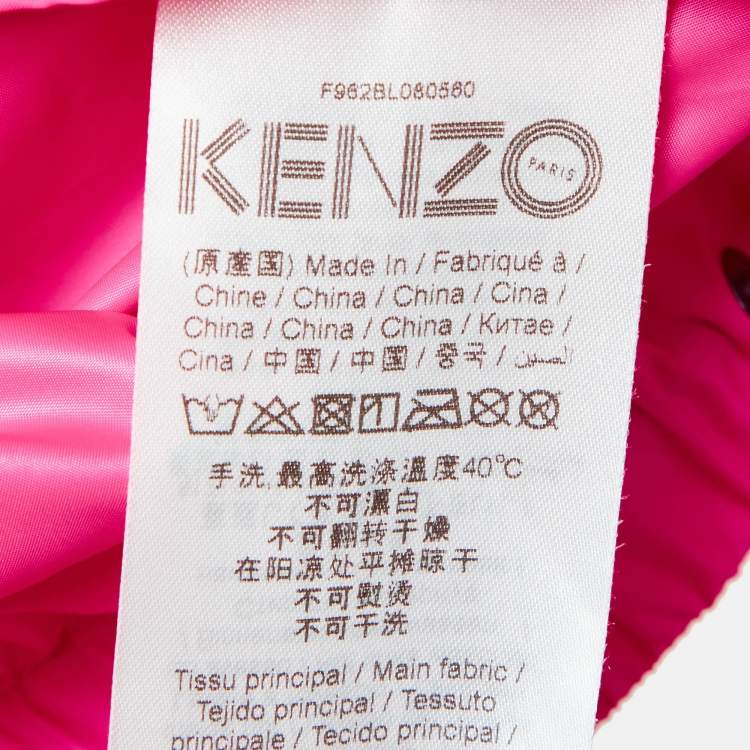 Pre Owned Kenzo Pink Logo Print Synthetic Zipper Jacket L