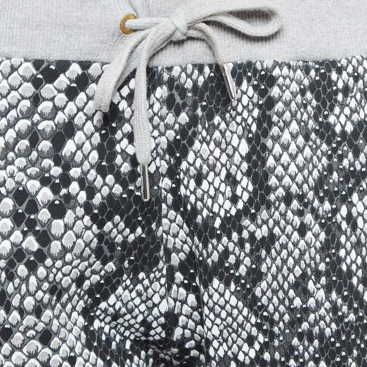 Pre Owned Kenzo Black/White Snake Print Cotton Knit Track Pants M