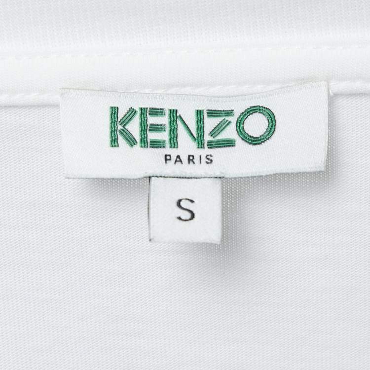 Pre Owned Kenzo White Printed Cotton Jersey T-Shirt S