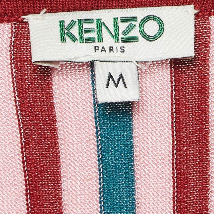 Pre Owned Kenzo Pink Rib Knit V-Neck Jumper M