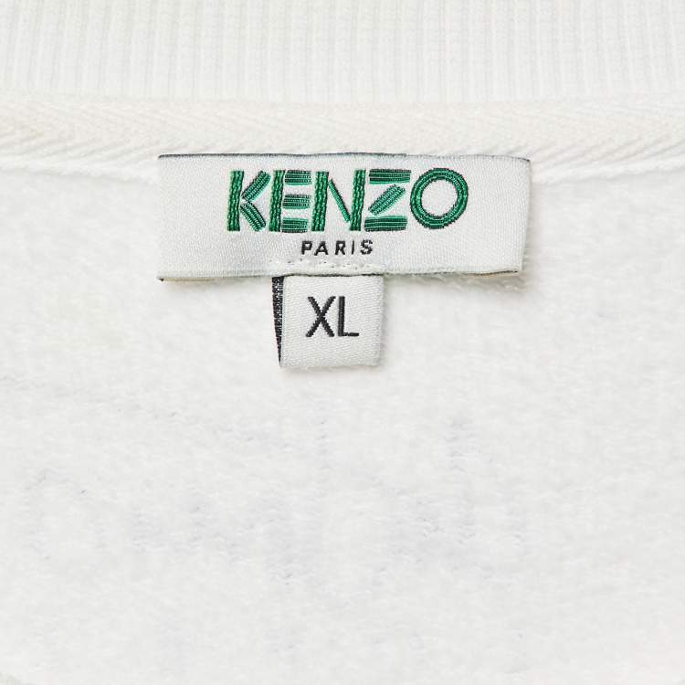 Pre Owned Kenzo White Photo Collage Print Cotton Crew Neck Sweatshirt XL