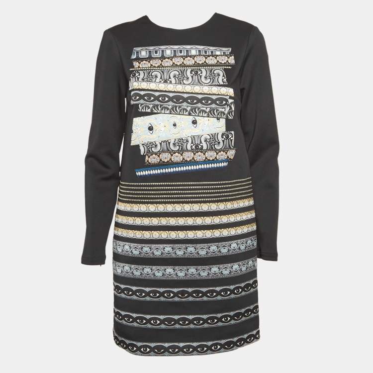 Pre Owned Kenzo Black Jersey Eye Patch Detail Mini Dress M
