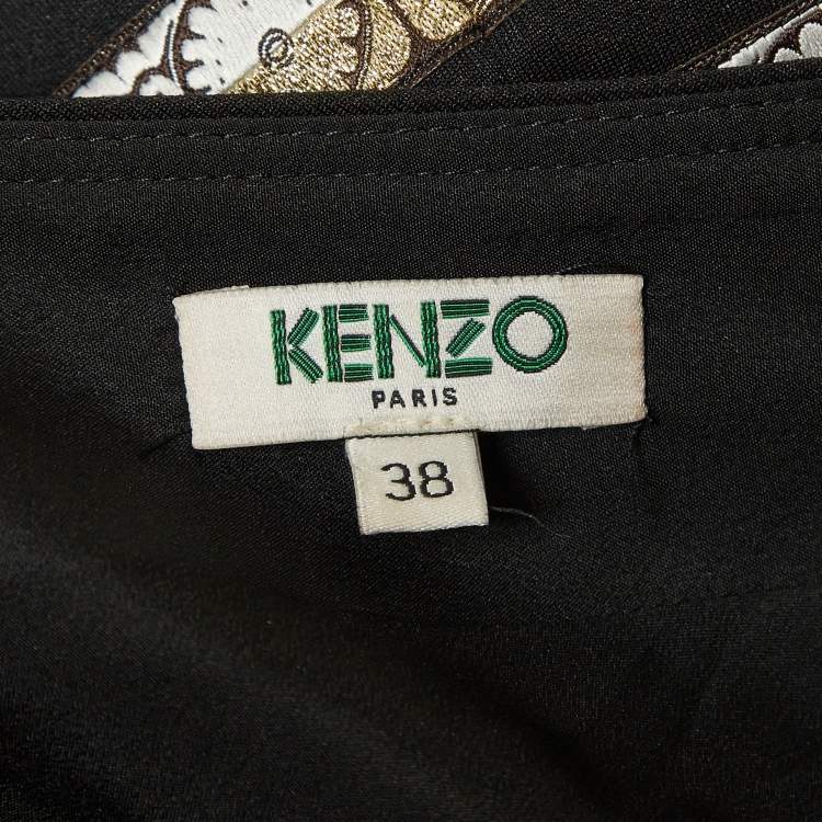 Pre Owned Kenzo Black Jersey Eye Patch Detail Mini Dress M