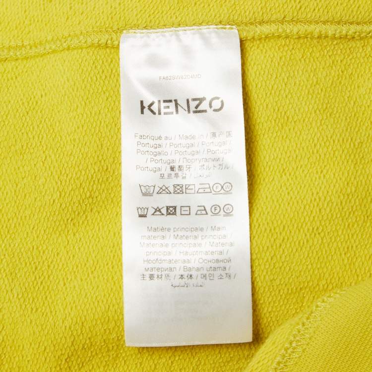 Pre Owned Kenzo Yellow Tiger Applique Cotton Knit Sweatshirt S
