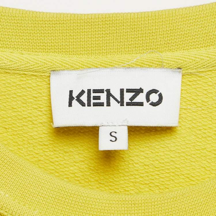 Pre Owned Kenzo Yellow Tiger Applique Cotton Knit Sweatshirt S