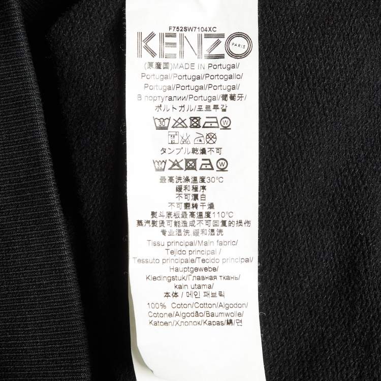 Pre Owned Kenzo Black Eye Embroidered Cotton Crew Neck Sweatshirt L
