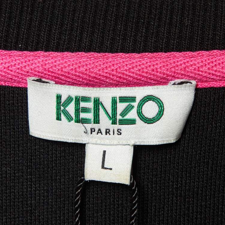 Pre Owned Kenzo Black Eye Embroidered Cotton Crew Neck Sweatshirt L