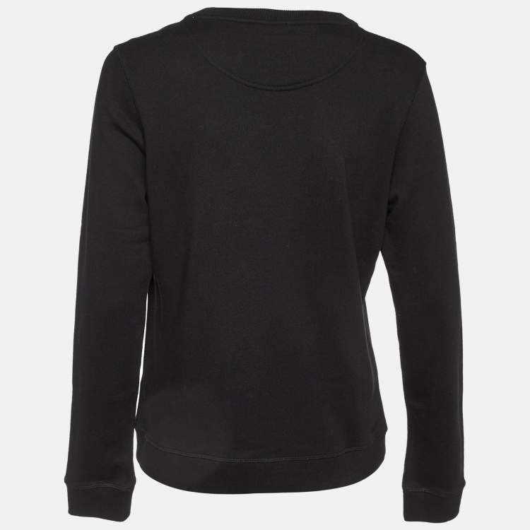 Pre Owned Kenzo Black Eye Embroidered Cotton Crew Neck Sweatshirt L