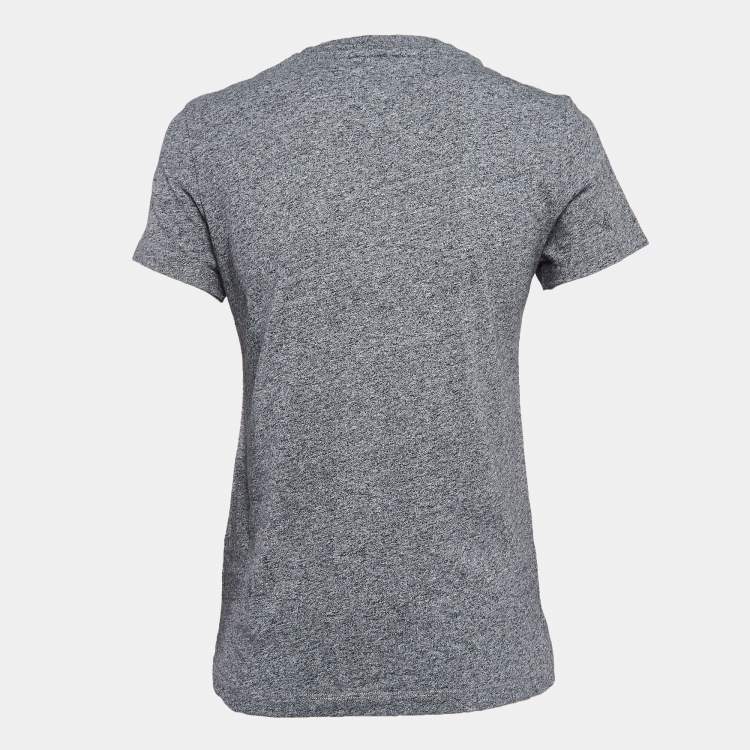 Pre Owned Kenzo Grey Lion Print Melange Knit T-Shirt S