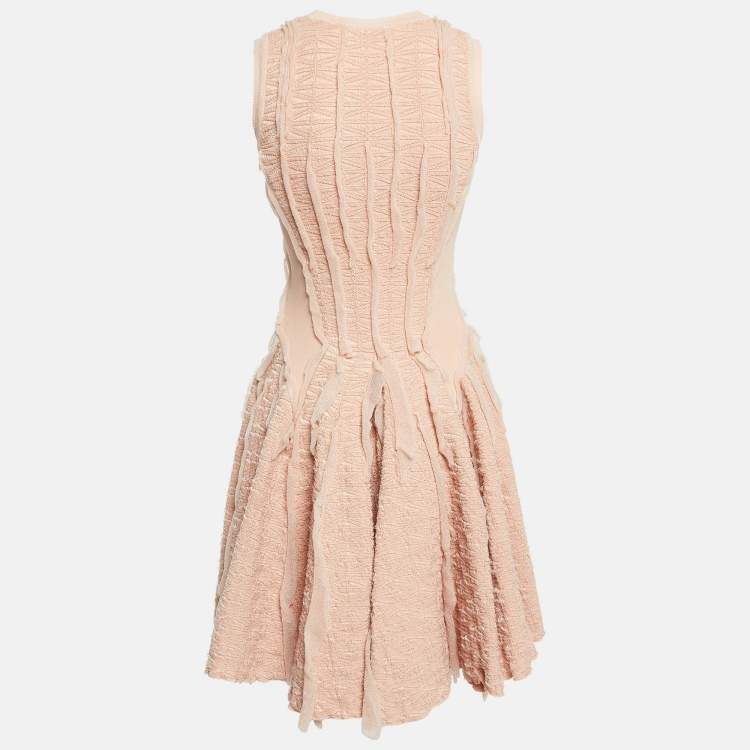 Pre Owned Dsquared Peachy Pink Patterned Jersey Mini Dress M