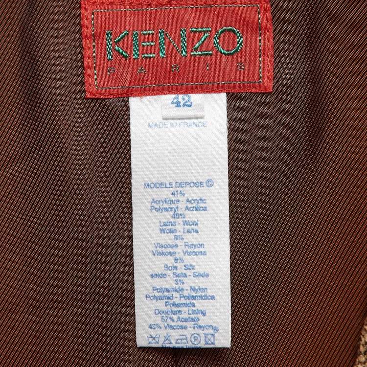 Pre Owned Kenzo Brown Wool Blazer and Skirt Set L