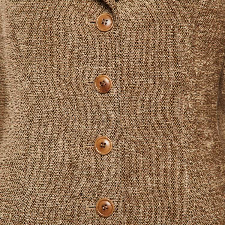 Pre Owned Kenzo Brown Wool Blazer and Skirt Set L
