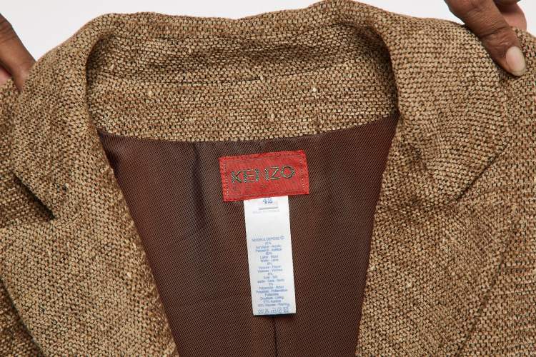 Pre Owned Kenzo Brown Wool Blazer and Skirt Set L