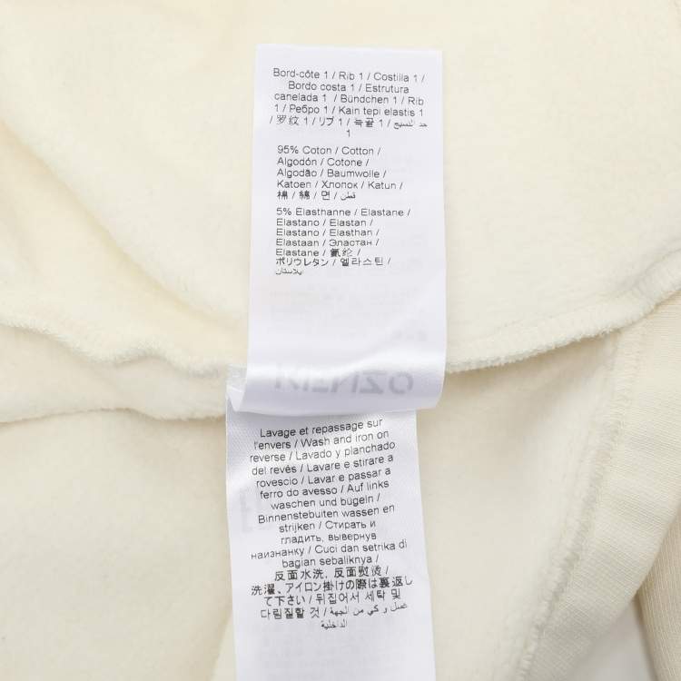 Pre Owned Kenzo Cream Printed Cotton Knit Hoodie Sweatshirt L