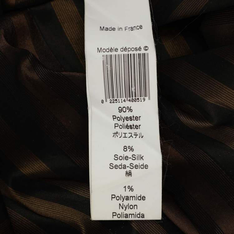Pre Owned Kenzo Brown Striped Silk Blend Bow Detail Ruffled Blouse S