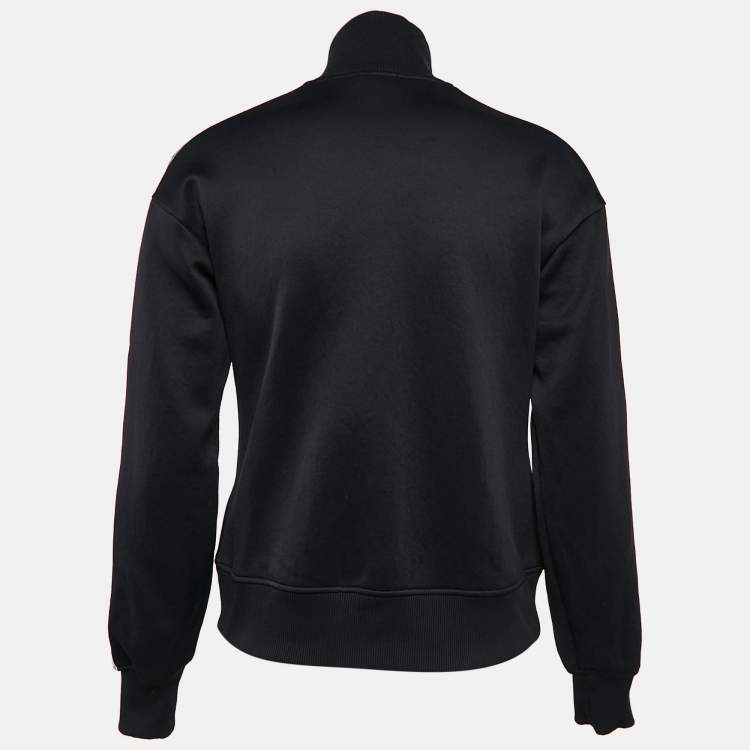 Pre Owned Kenzo Black Logo Embroidered Jersey Zip-Up Jacket XS
