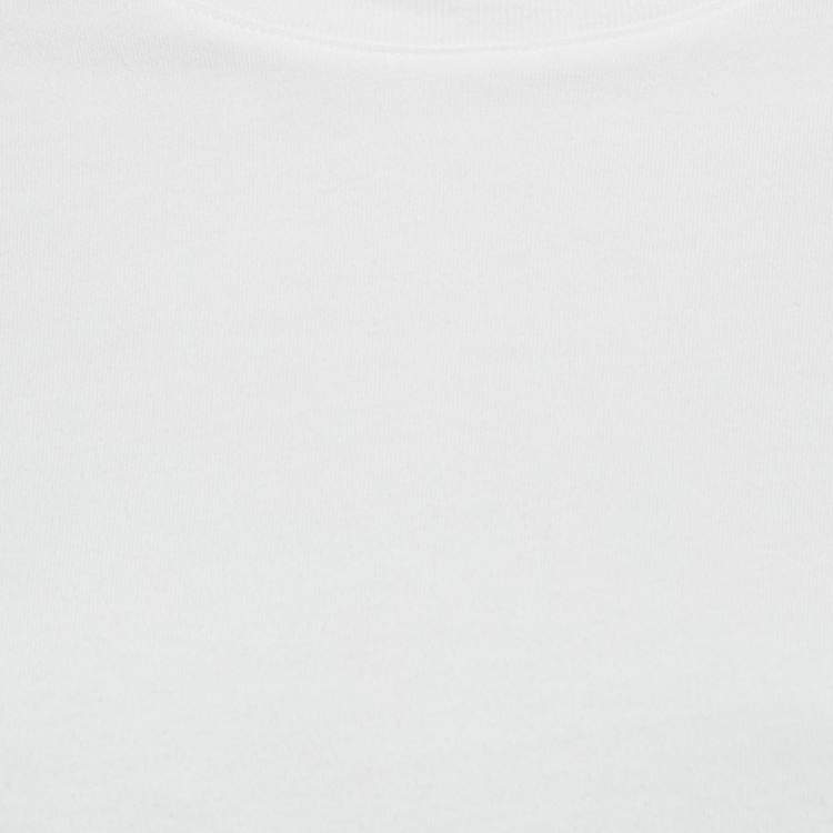 Pre Owned Kenzo White Logo Patch Jersey Crew Neck T-Shirt S