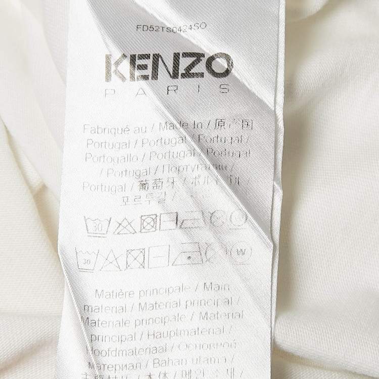 Pre Owned Kenzo White Logo Flock Print Cotton T-Shirt S