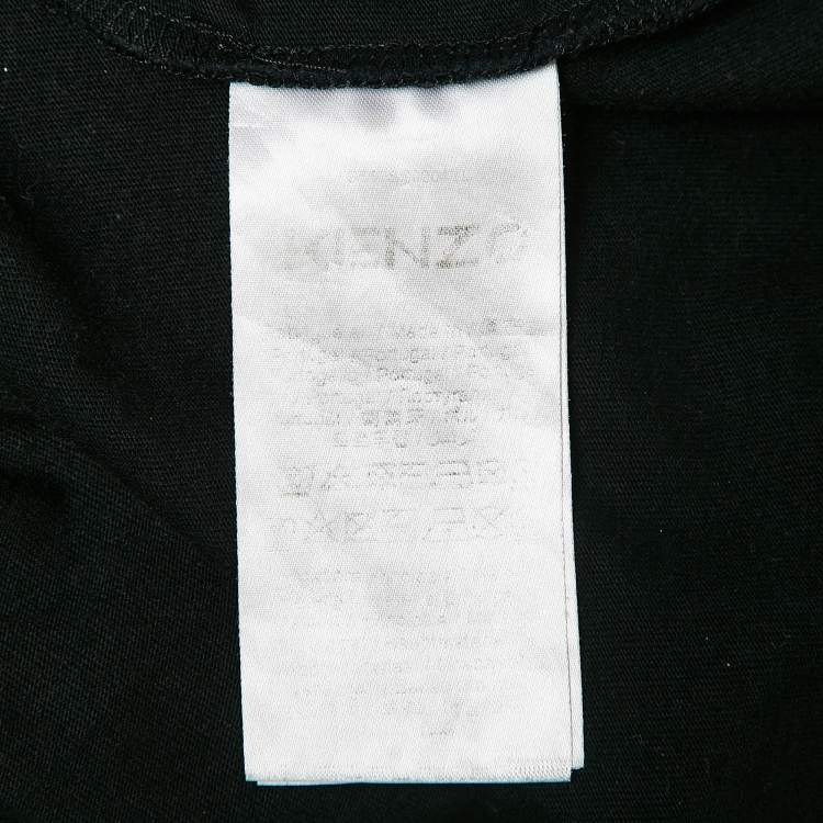 Pre Owned Kenzo Black Tiger Print Jersey Crew Neck T-Shirt M