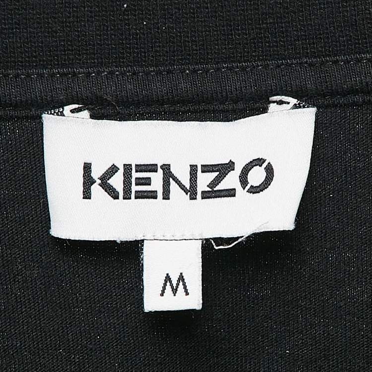Pre Owned Kenzo Black Tiger Print Jersey Crew Neck T-Shirt M