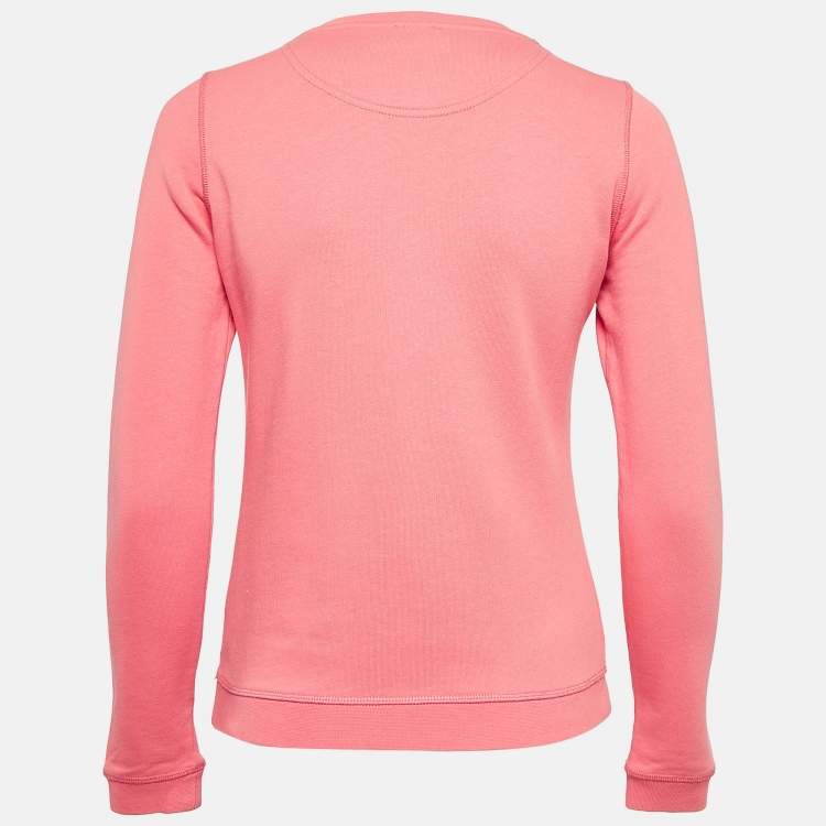 Pre Owned Kenzo Pink Tiger Logo Embroidered Cotton Knit Sweatshirt XS
