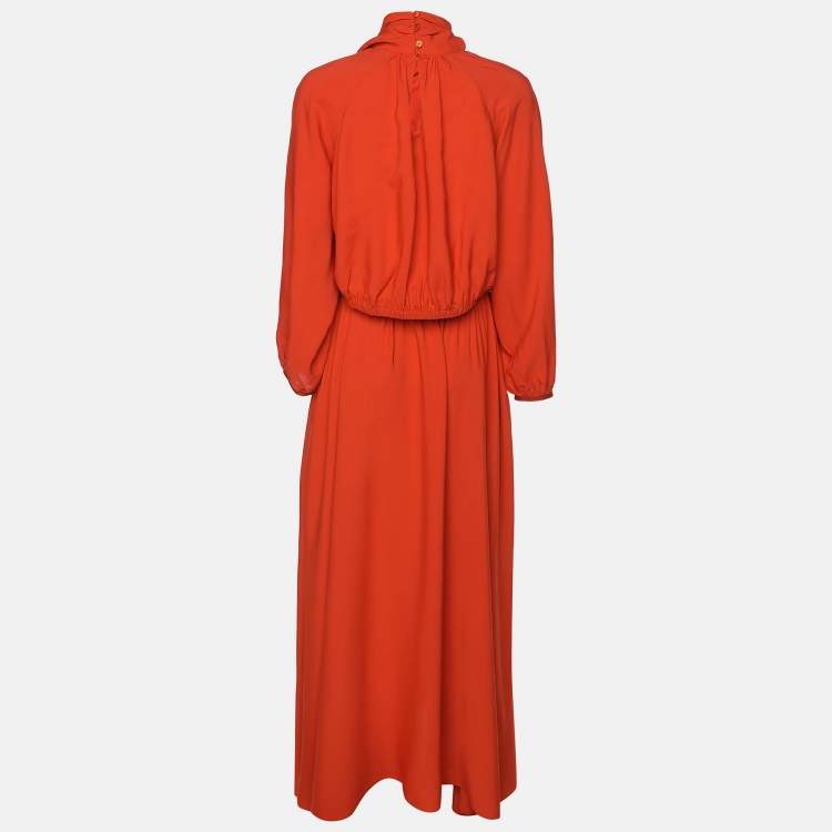 Pre Owned Kenzo Orange Viscose Longsleeve Maxi Dress S