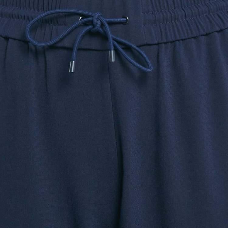 Pre Owned Kenzo Navy Blue Side Stripe Crepe Straight Leg Track Pants S