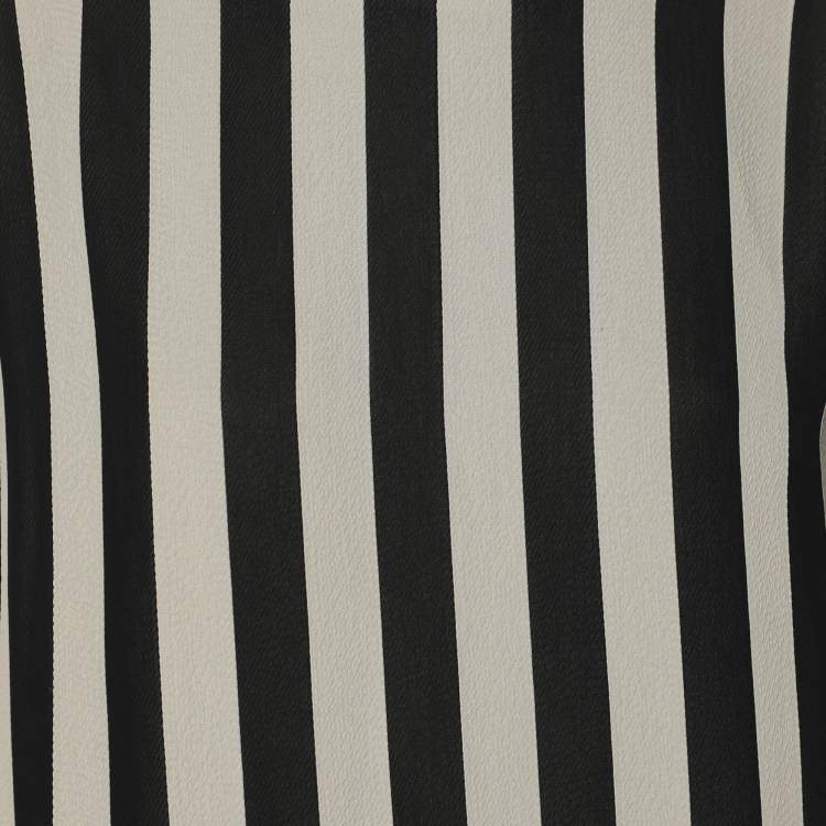Pre Owned Kenzo Black/White Strip Crepe Top L