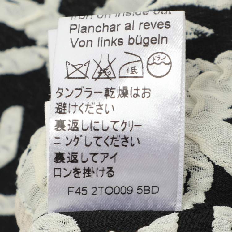 Pre Owned Kenzo Black/White Strip Crepe Top L