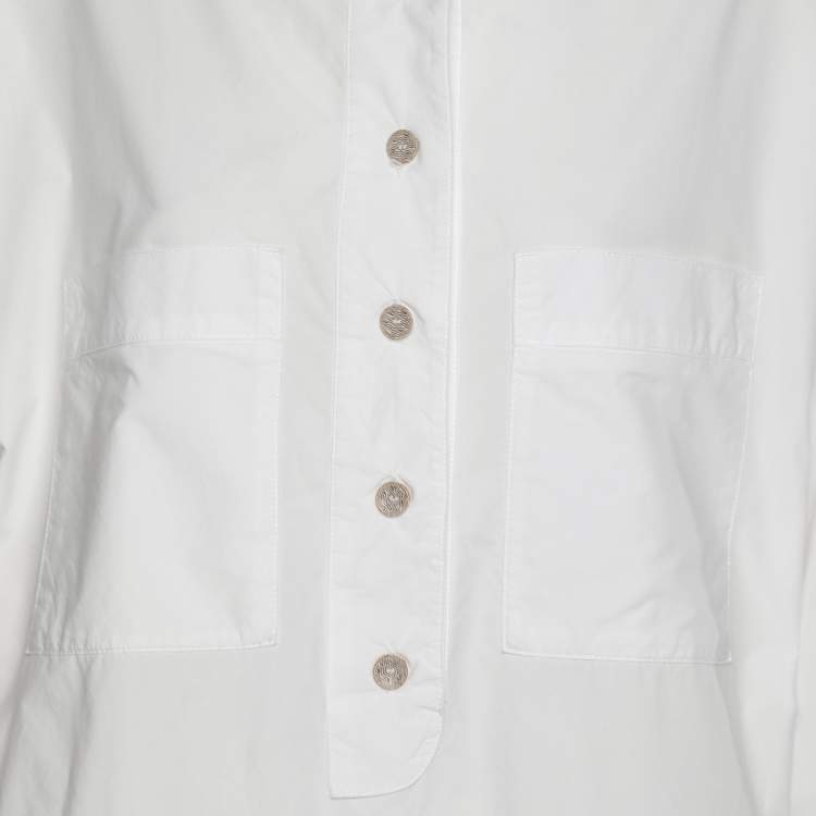 Pre Owned Kenzo White Cotton Long Sleeve Shirt M