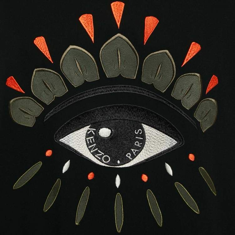 Pre Owned Kenzo Black Eye Logo Embroidered Crepe Sweatshirt S