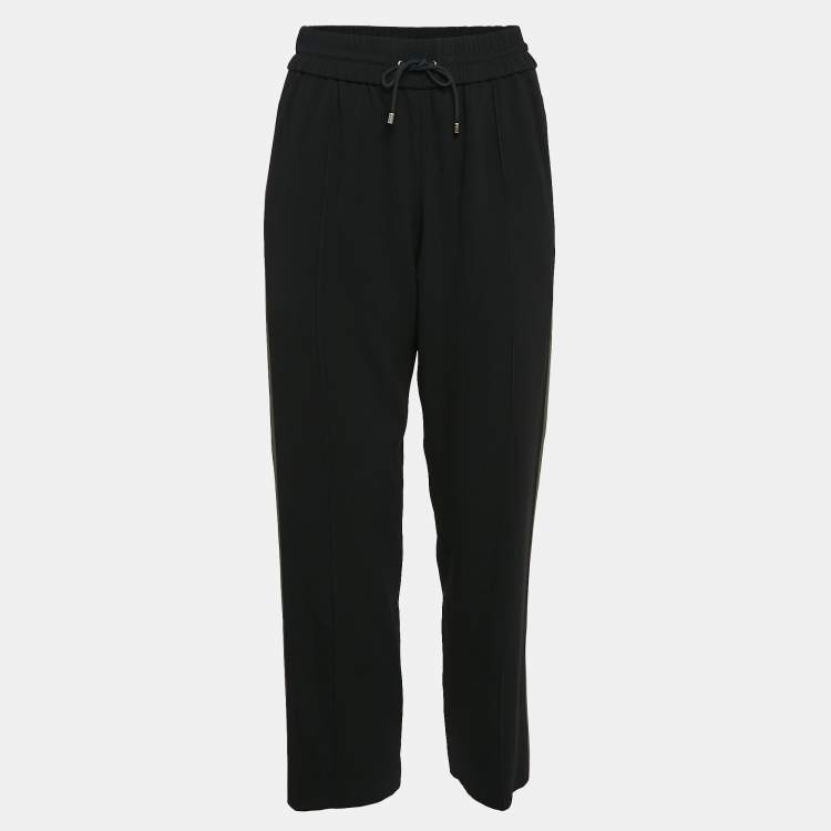 Pre Owned Kenzo Black Side Stripe Crepe Tack Pants S