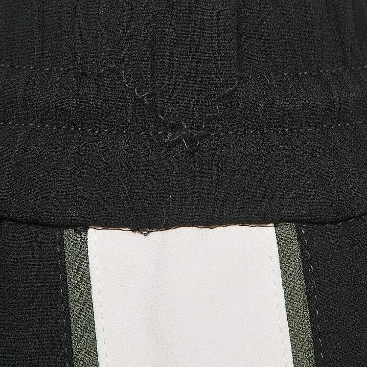 Pre Owned Kenzo Black Side Stripe Crepe Tack Pants S